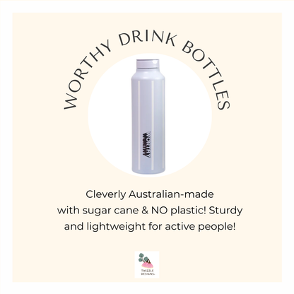 100% SUGAR CANE Drink bottle - made in Australia. Dishwasher safe water bottle. 3 cup drink bottle. Recyclable water bottle. Zero plastics.