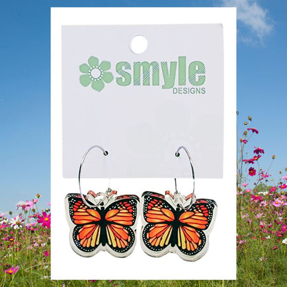 Beautiful butterfly earrings. Made in Australia. Handcrafted monarch butterfly earrings for sensitive ears.
